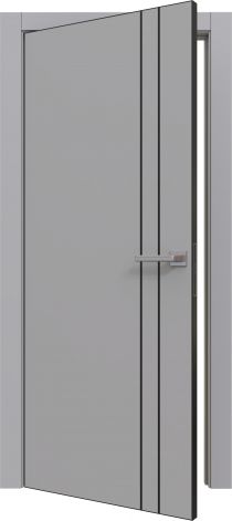 Межкомнатная дверь Prime Line 4 цвет Grey silk (чёрный молдинг/кромка чёрная ABS)